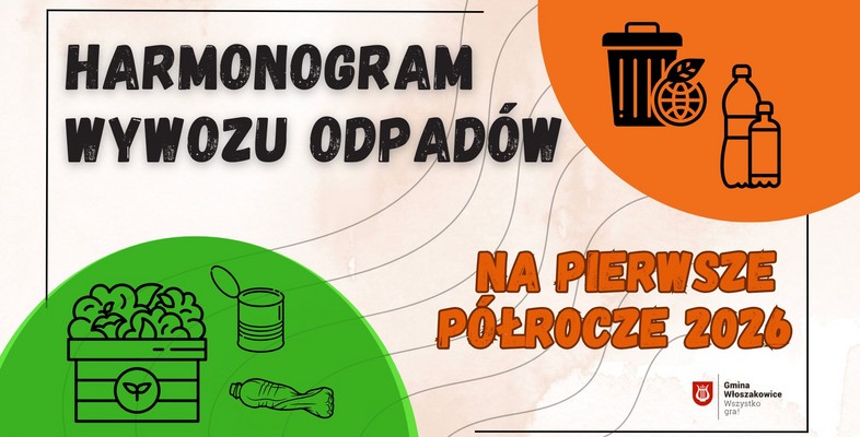 Harmonogramy odbioru odpadów komunalnych na I półrocze 2026 r.